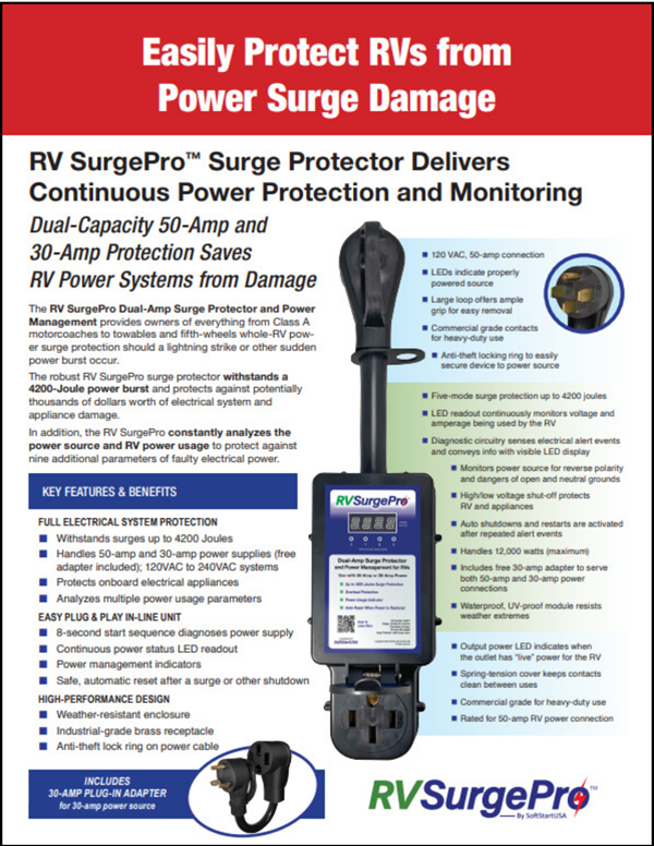 RVSurgePro product sheet easily protects power surge damage